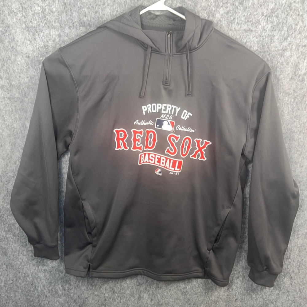 Majestic MLB Boston Red Sox Quarter Zip Hoodie Mens XL Gray Authentic Collection